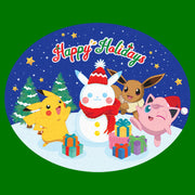 Men's Pokemon Christmas Happy Holidays Snowman  Adult T-Shirt