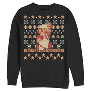 Men's Nintendo Ugly Christmas Super Mario Pixel  Adult Sweatshirt