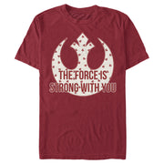 Men's Star Wars The Force Is Strong Valentine Rebel Logo  Adult T-Shirt