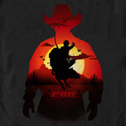 Men's Professional Bull Riders Sunset Cowboy Silhouette  Adult T-Shirt