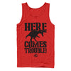 Men's Jurassic Park Here Comes Trouble  Adult Tank Top