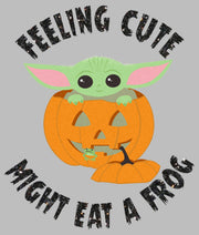 Men's Star Wars: The Mandalorian Halloween Grogu Jack-O'-Lantern Feeling Cute Might Eat a Frog  Adult T-Shirt