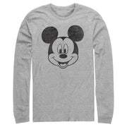 Men's Mickey & Friends Smiling Mickey Mouse Distressed  Adult Long Sleeve Shirt