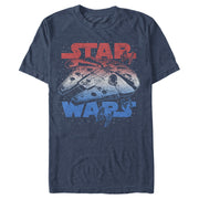 Men's Star Wars Patriotic Vintage Millennium Falcon  Adult T-Shirt