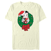 Men's Betty Boop Christmas Characters Wreath  Adult T-Shirt