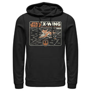 Men's Star Wars: The Rise of Skywalker X-Wing Schematic Frame  Adult Pull Over Hoodie