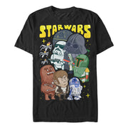 Men's Star Wars Cartoon Character Group  Adult T-Shirt