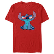 Men's Lilo & Stitch American Flag Sunglasses Stitch  Adult T-Shirt