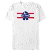 Men's Pabst Red Stripe Blue Ribbon  Adult T-Shirt