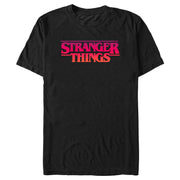 Men's Stranger Things Pink Logo  Adult T-Shirt