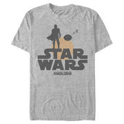 Men's Star Wars: The Mandalorian Bounty Hunter and The Child Silhouette  Adult T-Shirt