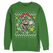 Men's Nintendo Ugly Christmas Luigi Wreath  Adult Sweatshirt