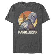 Men's Star Wars: The Mandalorian Mando Head Down Profile Sunset  Adult T-Shirt