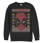 Men's Marvel Ugly Christmas Deadpool Mask  Adult Sweatshirt