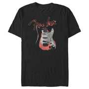 Men's Fender Distressed Red Guitar  Adult T-Shirt