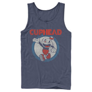 Men's Cuphead Smile and Wave Distressed  Adult Tank Top