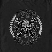 Men's Pirates of the Caribbean: Curse of the Black Pearl Black and White Rope Skull Logo  Adult T-Shirt