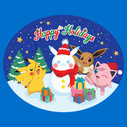 Men's Pokemon Christmas Happy Holidays Snowman  Adult Pull Over Hoodie