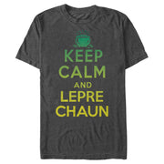 Men's Lost Gods St. Patrick's Day Keep Calm and Leprechaun Green Fade  Adult T-Shirt