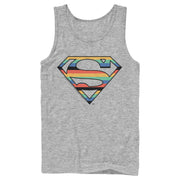 Men's Superman Logo Retro Stripe  Adult Tank Top