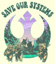 Men's Star Wars Ewoks Save Our Systems Retro  Adult T-Shirt