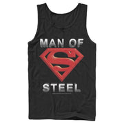 Men's Superman Man of Steel Beveled Logo  Adult Tank Top