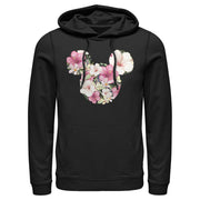 Men's Mickey & Friends Pink Floral Mickey Mouse Logo  Adult Pull Over Hoodie