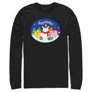 Men's Pokemon Christmas Happy Holidays Snowman  Adult Long Sleeve Shirt