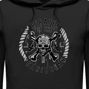 Men's Pirates of the Caribbean: Curse of the Black Pearl Black and White Rope Skull Logo  Adult Pull Over Hoodie