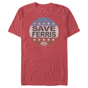 Men's Ferris Bueller's Day Off Warning Save Campaign Button  Adult T-Shirt