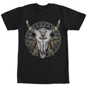 Men's Lost Gods Cow Skull With Feathers  Adult T-Shirt