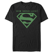 Men's Superman St. Patrick's Day Who Needs Luck?  Adult T-Shirt