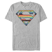 Men's Superman Logo Retro Stripe  Adult T-Shirt