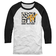 Men's MTV Floral Print Logo  Adult Baseball Tee