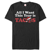 Men's Marvel Christmas Deadpool All I Want is Tacos  Adult T-Shirt