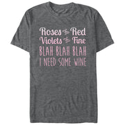 Men's Lost Gods Valentine Roses Are Blah Wine  Adult T-Shirt