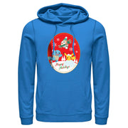 Men's Pokemon Christmas Happy Holidays Patch  Adult Pull Over Hoodie