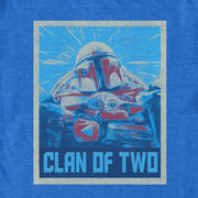 Men's Star Wars: The Mandalorian Clan of Two Blue and Red Distressed Poster  Adult T-Shirt