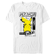 Men's Pokemon Black and White Electric Type Pikachu  Adult T-Shirt