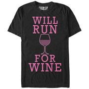 Women's CHIN UP Will Run For Wine  Adult Boyfriend Tee