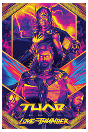 Men's Marvel: Thor: Love and Thunder Heroes Poster  Adult T-Shirt