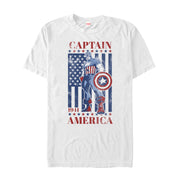 Men's Marvel Fourth of July  Captain America Flag  Adult T-Shirt