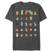 Men's Nintendo Super Mario Bros Pixel Cast  Adult T-Shirt