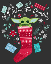 Men's Star Wars: The Mandalorian Christmas The Child Stocking Stuffer  Adult T-Shirt