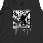 Men's Pirates of the Caribbean: Curse of the Black Pearl Black and White Skull Logo  Adult Tank Top