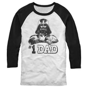 Men's Star Wars Number One Dad Darth Vader Black  Adult Baseball Tee