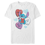 Men's Lilo & Stitch Hearts and Pizza  Adult T-Shirt