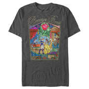 Men's Beauty and the Beast Glass Window  Adult T-Shirt