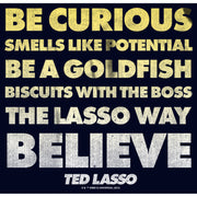 Men's Ted Lasso Be Curious Quote Stack  Adult T-Shirt