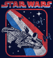 Men's Star Wars Patriotic Vintage Millennium Falcon Stripes  Adult T-Shirt